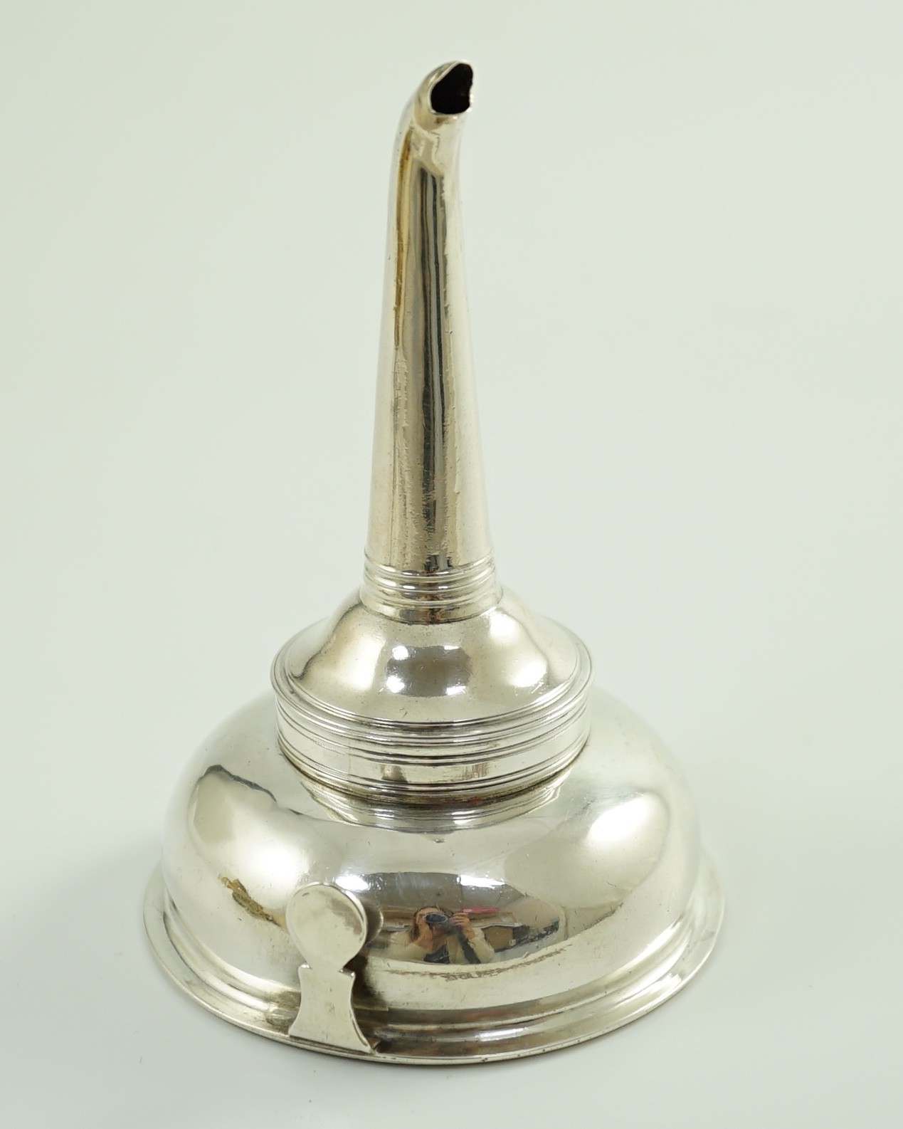 A George III silver wine funnel, by Hester Bateman